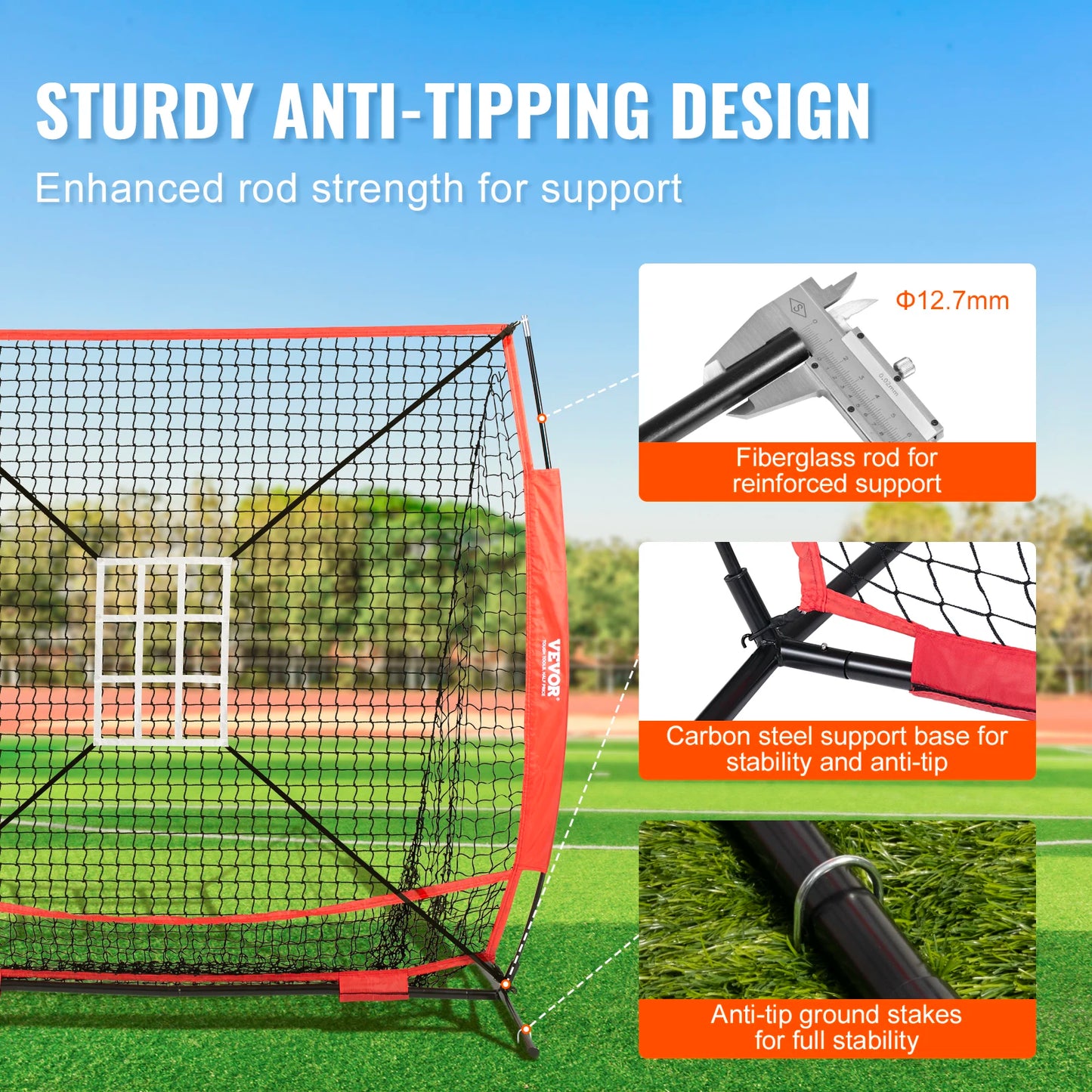 SucceBuy 5x5ft Portable Baseball Softball Practice Net for Hitting Batting Catching Pitching w/ Bow Frame Carry Bag Strike Zone