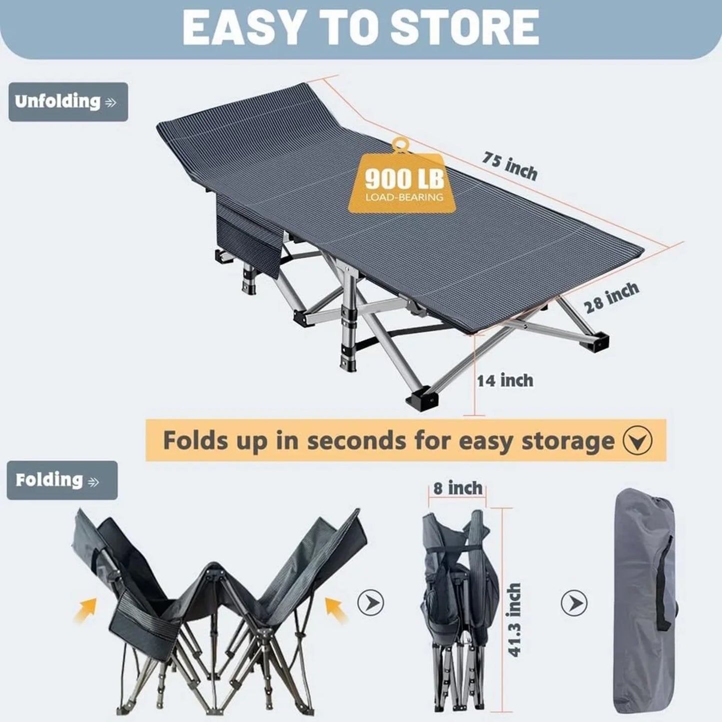 Folding Camping Cot XXL, Folding Cot Camping Cot For Adults Portable Folding Outdoor Cot With Carry Bags For Outdoor Travel Camp