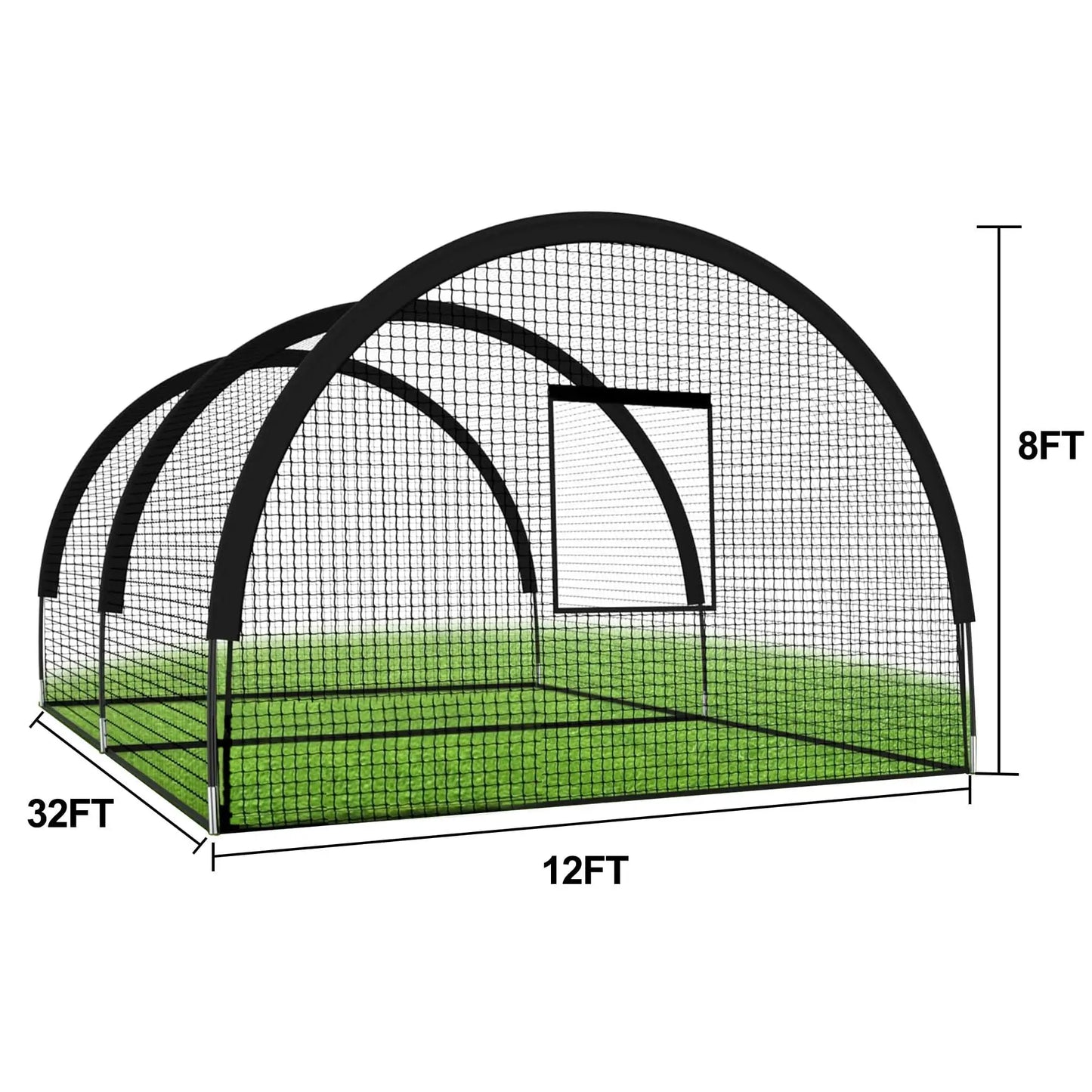 33ft Batting Cage Net with Frame, Multi-Sport Practice Cage for Baseball, Softball, and Golf, Use in Yard or Sports Field