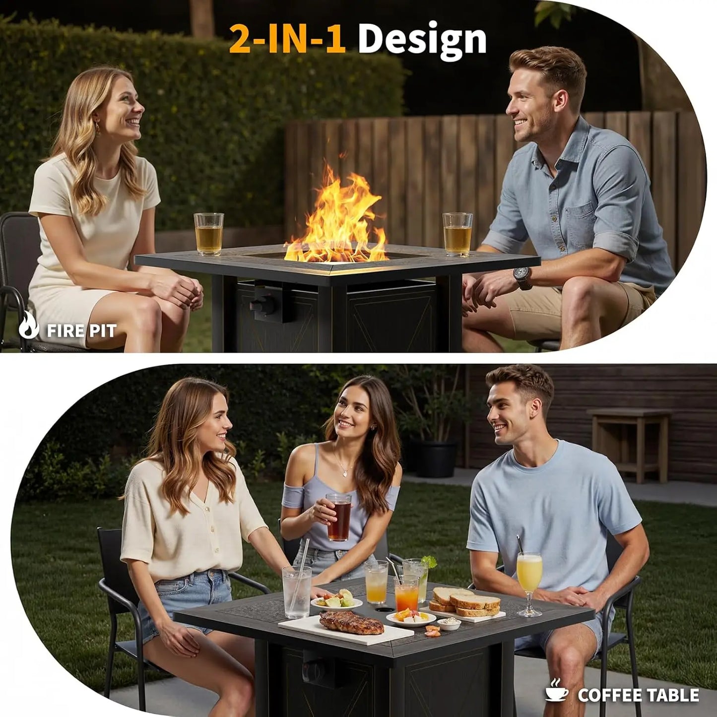 30" Propane Fire Pit with Premium Ceramic Tabletop, 50000 BTU Powerful Gas Firepit Table - Includes Lid and Lava, Customized