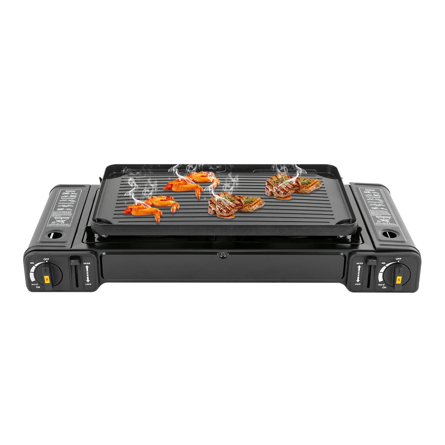 2500W Portable Camping Stove With 2 Burners Baking Tray Case
