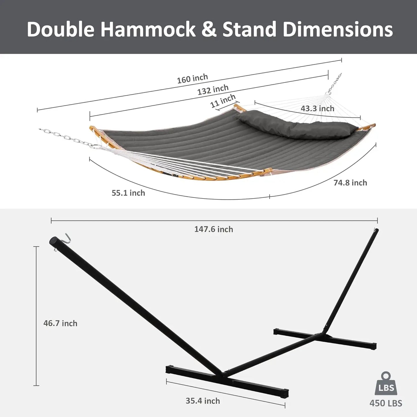 Double Portable Hammock With Stand Outdoor Camping