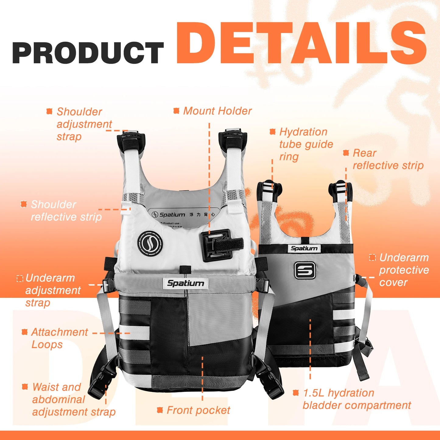 Spatium Life Vest for Adults Kayak KiteSurf Life Jacket Men Women Water Sports Swimming Drifting Collision Avoidance Life Jacket