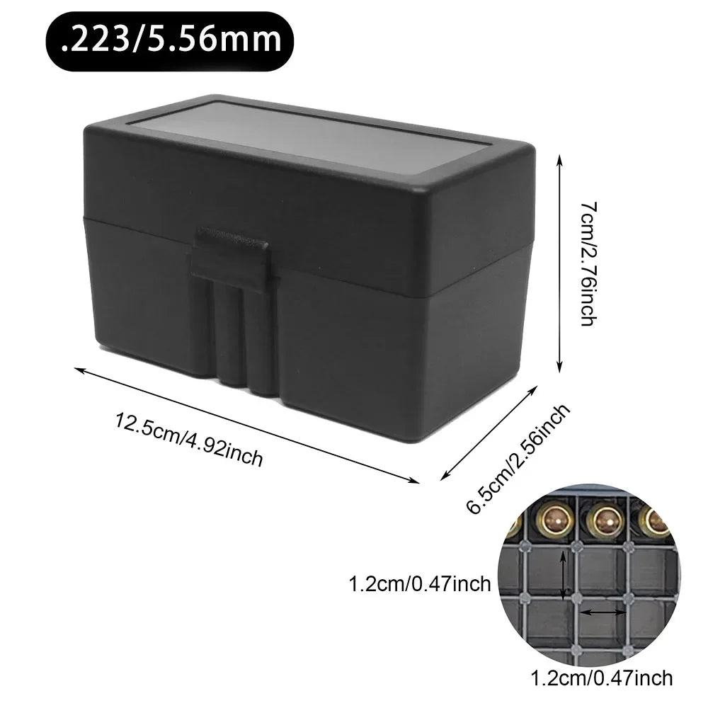 50/100 Rounds Tactical Bullet Box 9mm/.223/.38Super Pistol Rifle Ammo Carry Storage Box Flip-Top Bullets Case Hunting Accessory