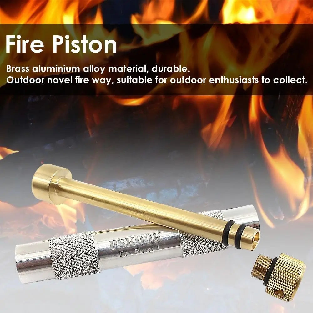 Brass Fire Starter Tube Portable Ignited Piston Firearm Useful Air Compression Fire Tube Survival Tool Heating Gadgets