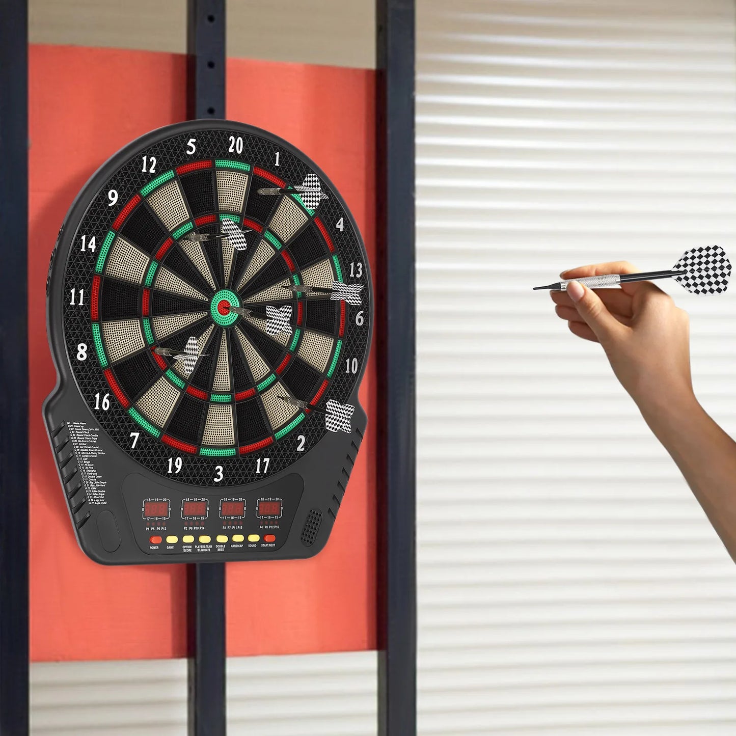 Electronic Dart Board with 6 Darts, Innovative Dart Machine 27 Game Modes 16 Players with Voice Prompt for Home Bar