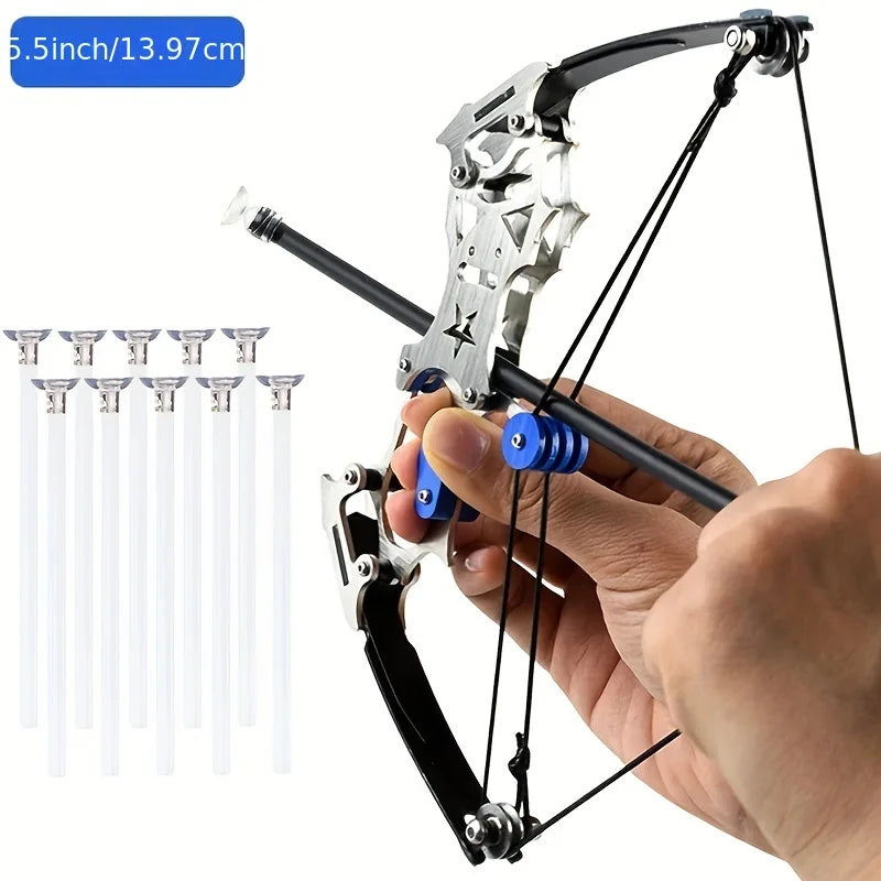 Mini Archery Bow Set 9.8" Mini Compound Bow Mini Hunting Bow Left and Right-Handed General Metal Material Catapult for Shooting