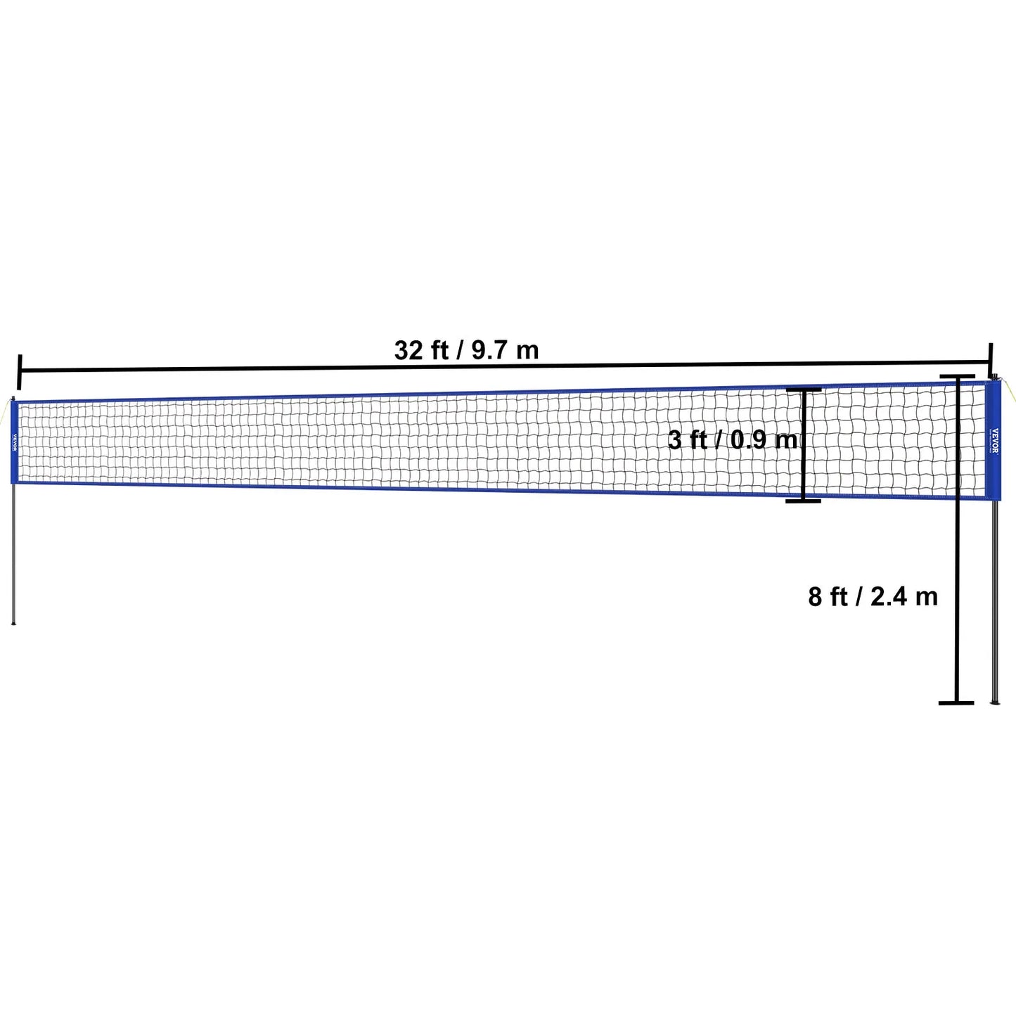 SucceBuy Outdoor Volleyball Net System Adjustable Height Steel Poles with PVC Volleyball Pump Carrying Bag for Beach Lawn