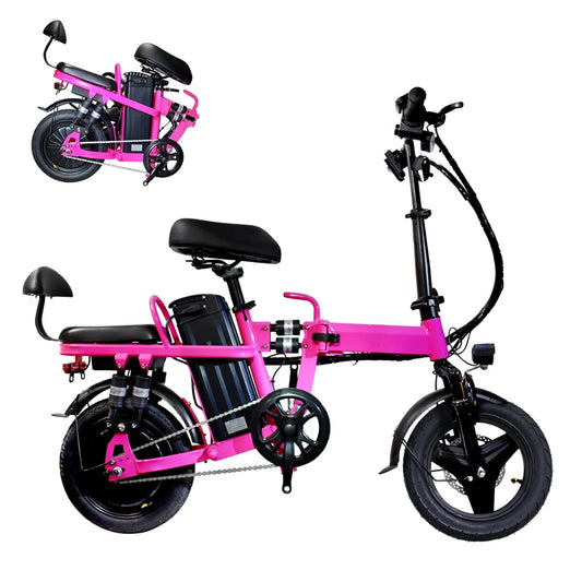 Folding Electric Bicycle 500W Peak Motor 20MPH 48V Long Range Adult E Bike with 20Ah Lithium Battery