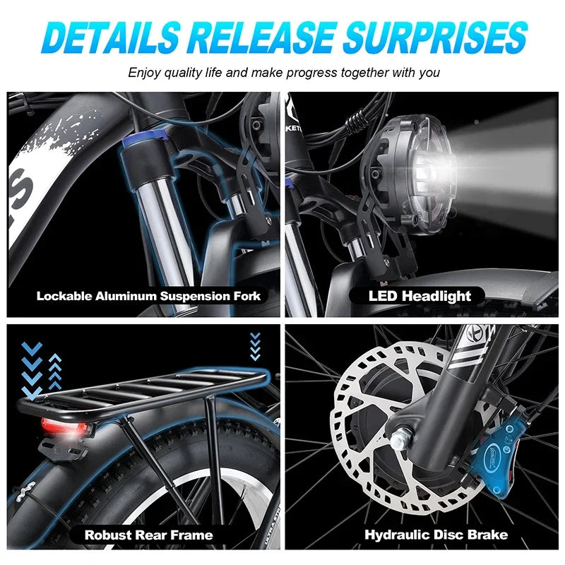 K800 Electric Bicycle 2000W Dual Motor Drive 48V23AH Mountain Off-road E Bike Hydraulic Brake 26*4.0 Inch Fat Tire Electric Bike