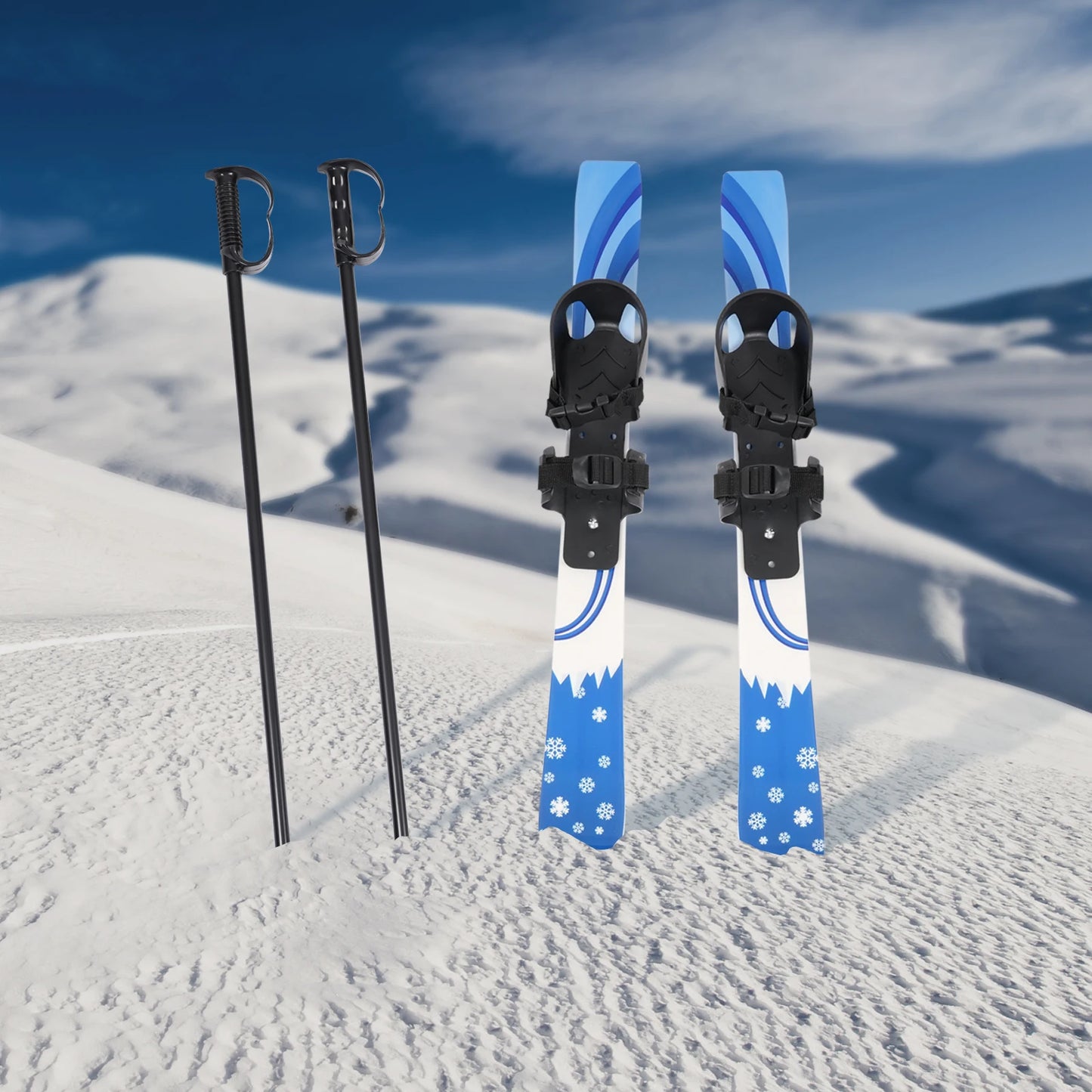 68*6cm Ski Set Kids Skis and Poles Primary Ski Double Board Children's Beginner Snow Skis  for Children Outdoor Snow Recreationa