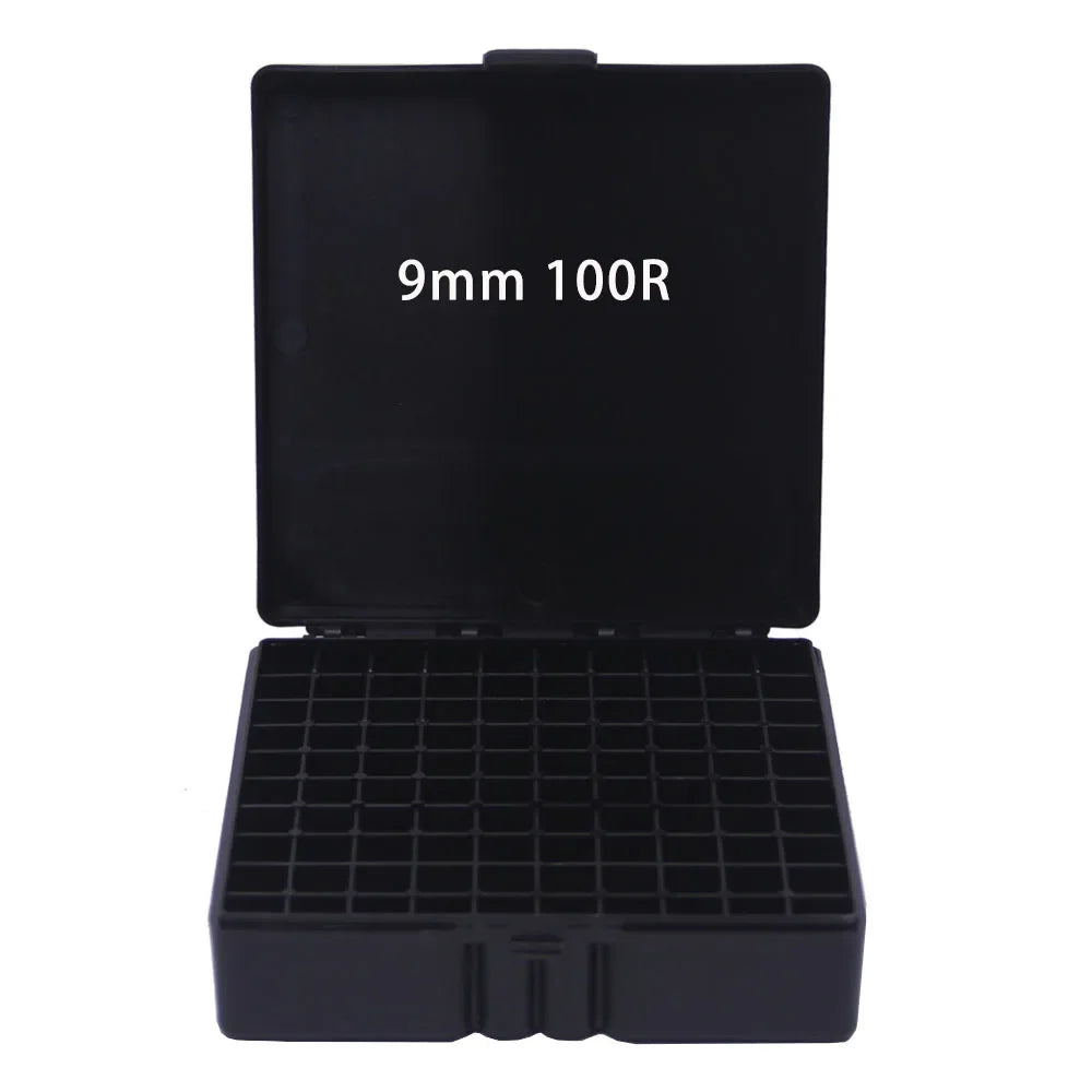 50/100 Rounds Tactical Bullet Box 9mm/.223/.38Super Pistol Rifle Ammo Carry Storage Box Flip-Top Bullets Case Hunting Accessory