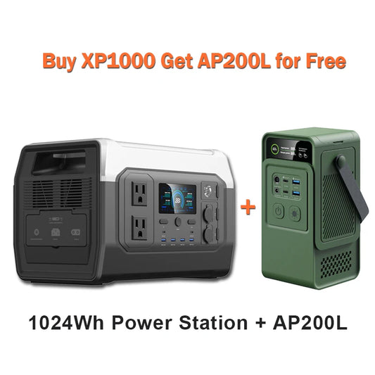 CTOLITY 1600W Camping Portable Power Station AP200L Outdoor Solar Generator 1024Wh Lifepo4 110V 220V AC Outlets Pure Sinve Wave