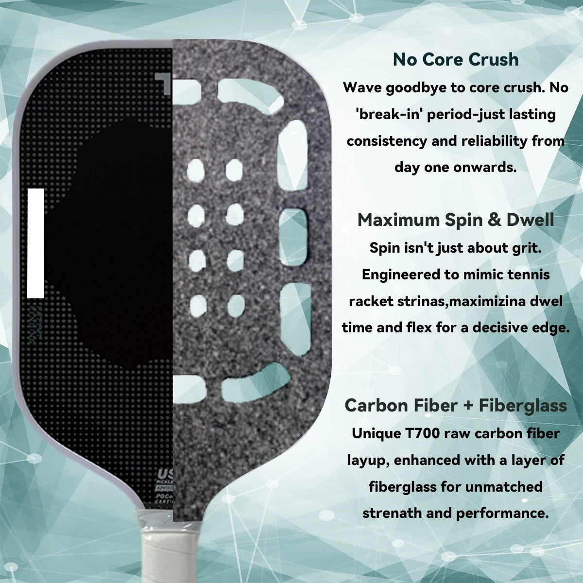 TF Genesis 3 Pickleball Paddle Hybrid – 100% Foam Core, Honeycomb-Free, 4th Gen Technology, Lightweight Durable Racket
