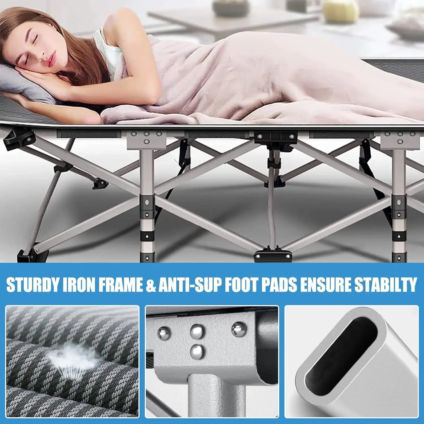 Folding Camping Cot XXL, Folding Cot Camping Cot For Adults Portable Folding Outdoor Cot With Carry Bags For Outdoor Travel Camp