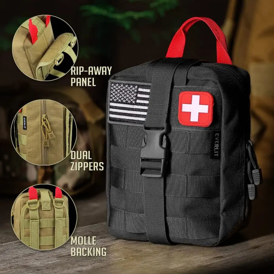 250 Pieces Survival First Aid Kit IFAK EMT Molle Pouch Survival Kit Outdoor Gear Emergency Kits Trauma Bag for Camping Boat Hunt