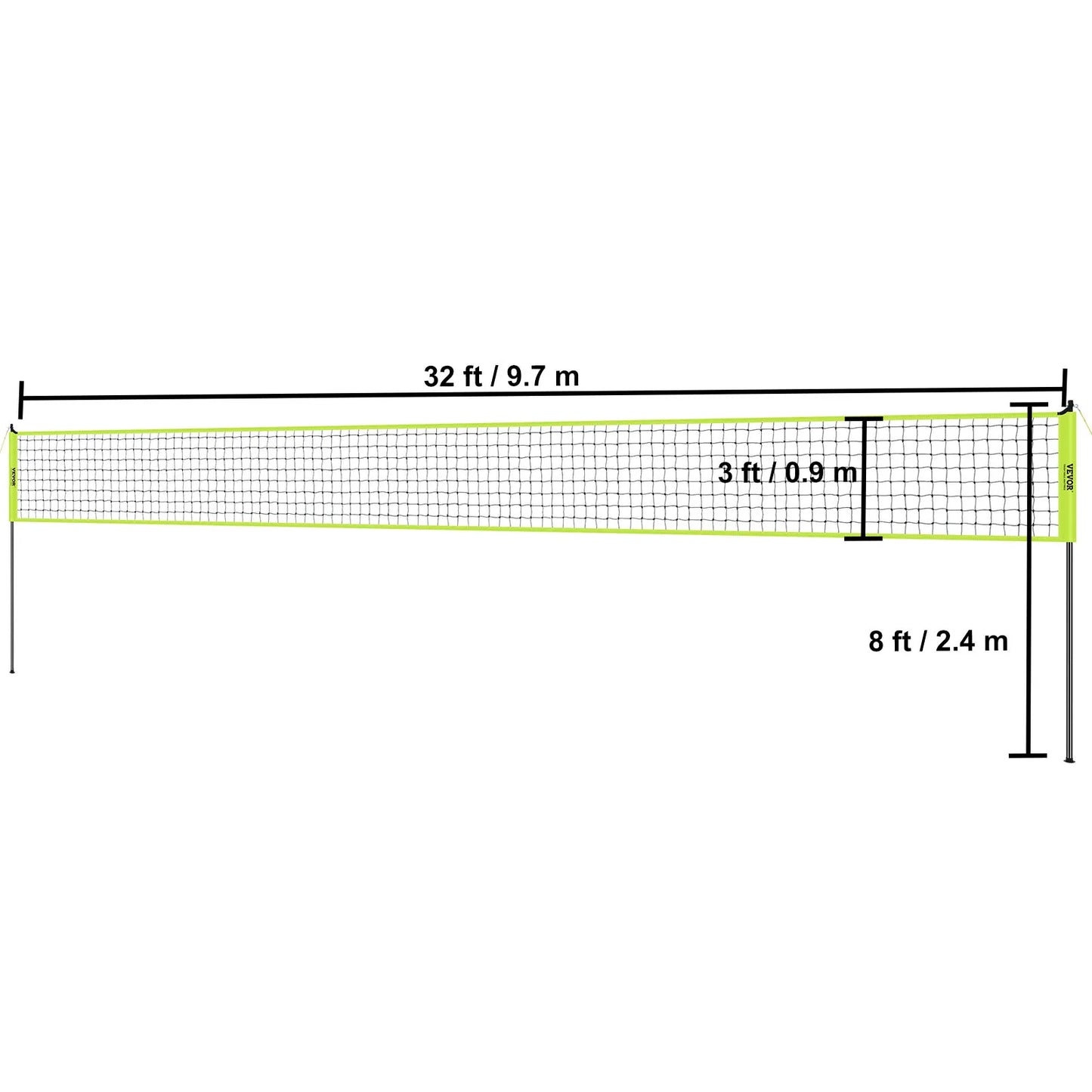 SucceBuy Outdoor Volleyball Net System Adjustable Height Steel Poles with PVC Volleyball Pump Carrying Bag for Beach Lawn