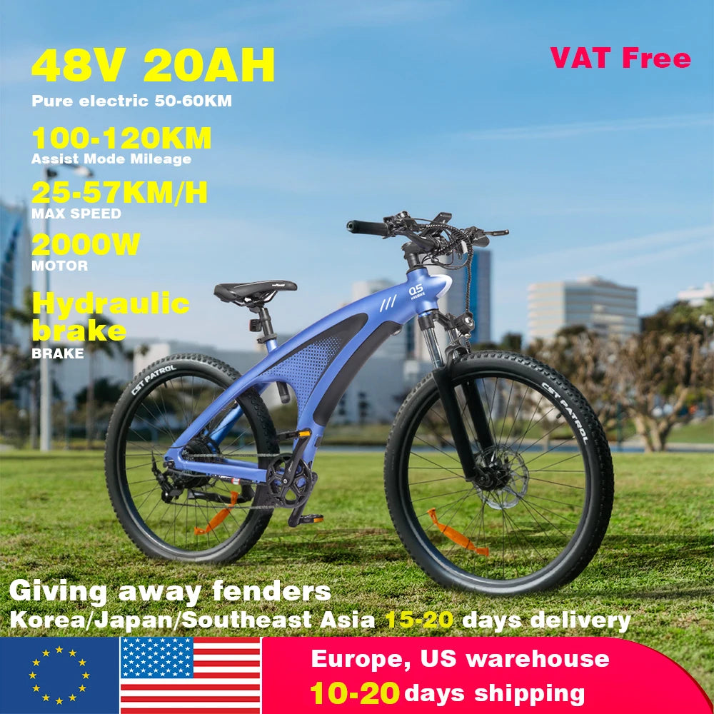 HX Q5 Ebikes 2000W Adults Electric Bike Bicycle 2000W 48V 20AH 27.5 Inch Off-Road Tire Electric E Bikes Mountain Ebike