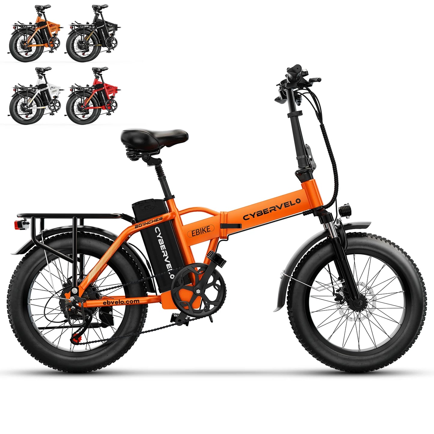 Cybervelo 1000W Folding Electric Bike, 48V 20AH Removable Battery for Adults, 30+MPH 80Miles Max Range, 20"Fat Tire 7-Speed EK4