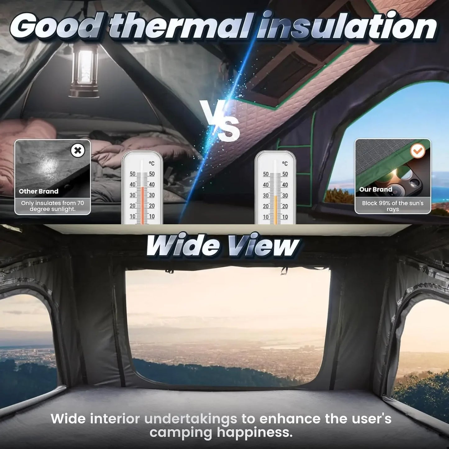 ModernRooftop Tent Hard Shell Roof Top Tent Hardshell Suitable for Jeep SUV Truck Van,Camping Car Roof for 2-3 Person