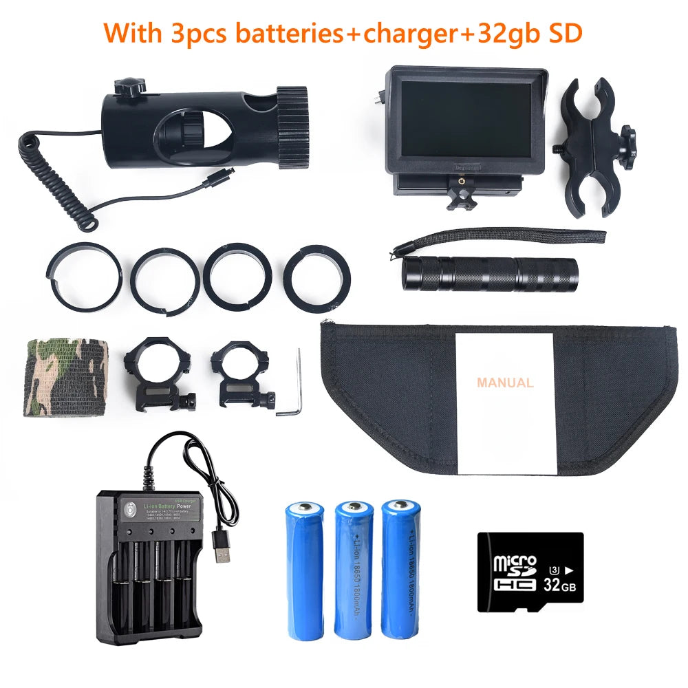 Hunting Riflescope Night Vision IR Optics Sight Scope Camera with 850nm Infrared LED Display Tactical DIY Night Vision Device