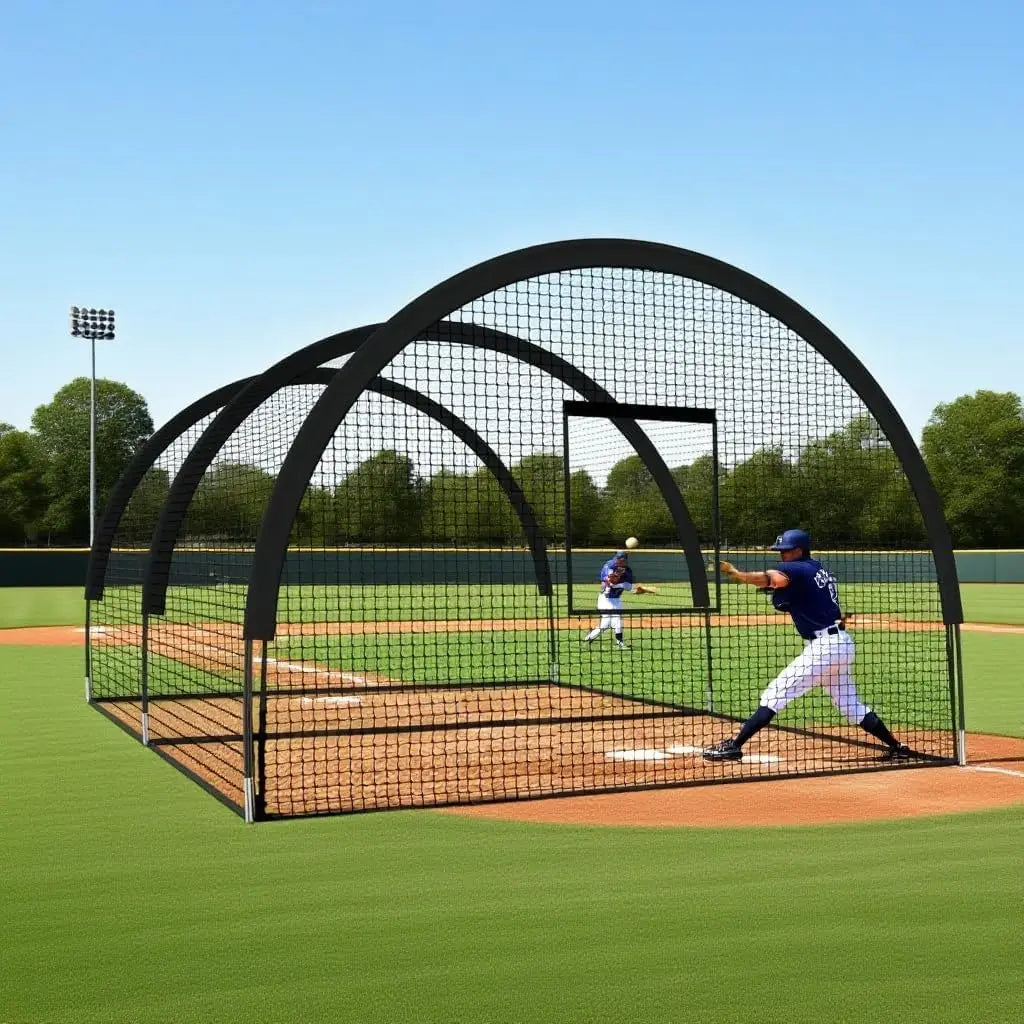 33ft Batting Cage Net with Frame, Multi-Sport Practice Cage for Baseball, Softball, and Golf, Use in Yard or Sports Field