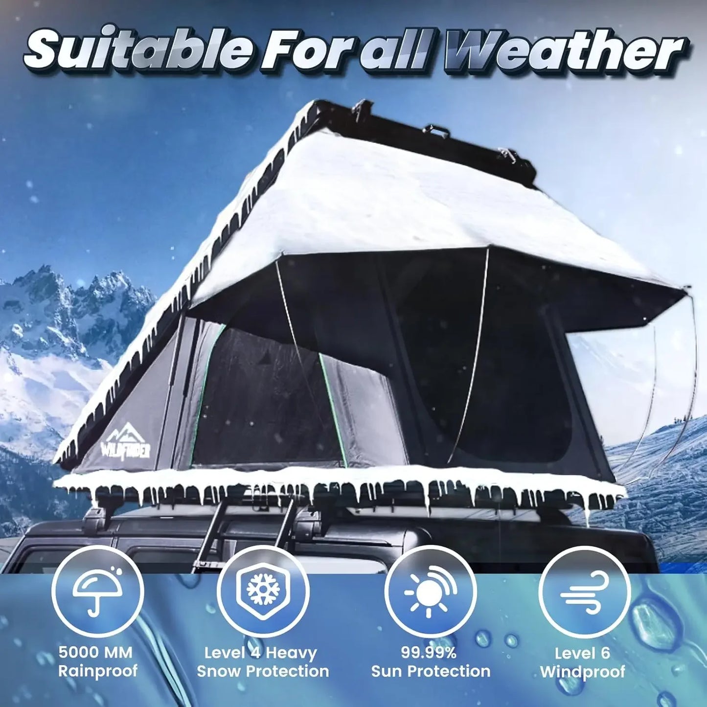 ModernRooftop Tent Hard Shell Roof Top Tent Hardshell Suitable for Jeep SUV Truck Van,Camping Car Roof for 2-3 Person