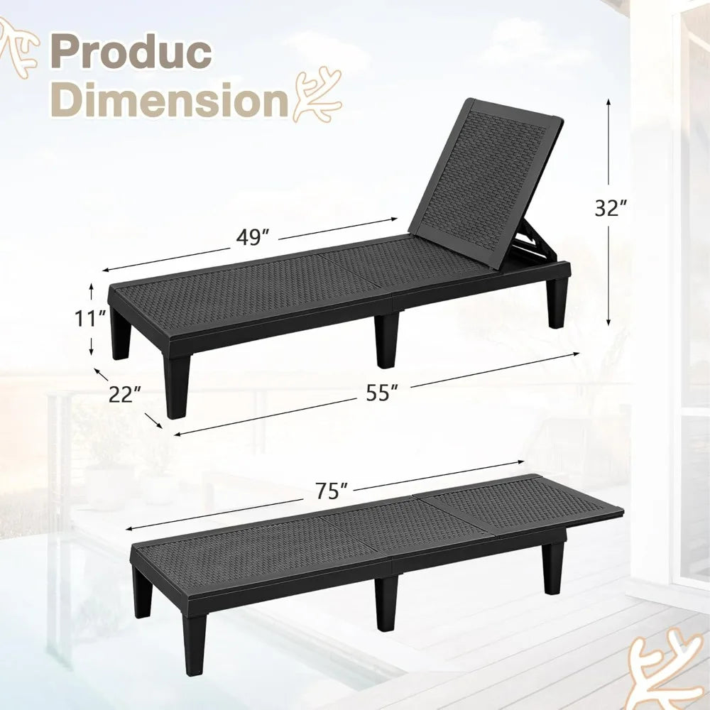 Homall Poolside Outdoor Lounge Chairs 2 Pack With Adjustable Backrest