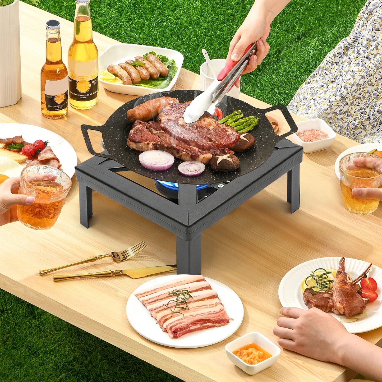 8000W Portable Single Burner Outdoor Gas Stove Propane Cooker with Adjustable 0-20Psi Regulator Hose for Patio Camping BBQ