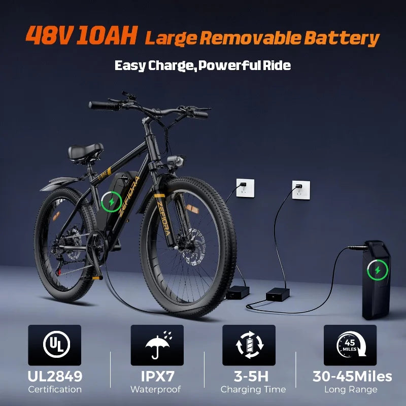 500W Adult Electric Bike 25MPH 48V15AH Mountain Electric Bicycle Outdoor Sports 26 Inch Fat Tire Motorcycle E Bike