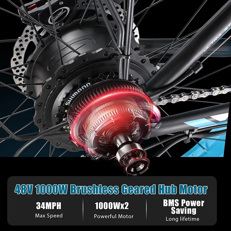 K800 Electric Bicycle 2000W Dual Motor Drive 48V23AH Mountain Off-road E Bike Hydraulic Brake 26*4.0 Inch Fat Tire Electric Bike