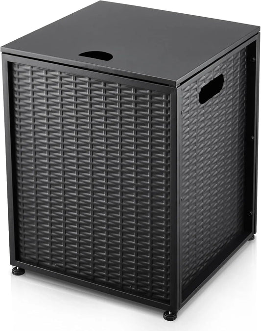 Outdoor Propane Tank Cover - 20 lbs Tank Side Table with Storage, Dual Function for Gas Fire Pit, Grill, Griddle & Stoves