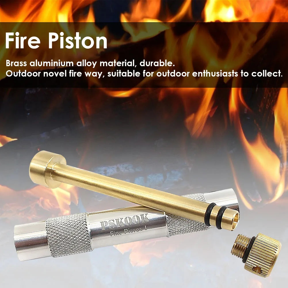 Brass Fire Starter Tube Portable Ignited Piston Firearm Useful Air Compression Fire Tube Survival Tool Heating Gadgets