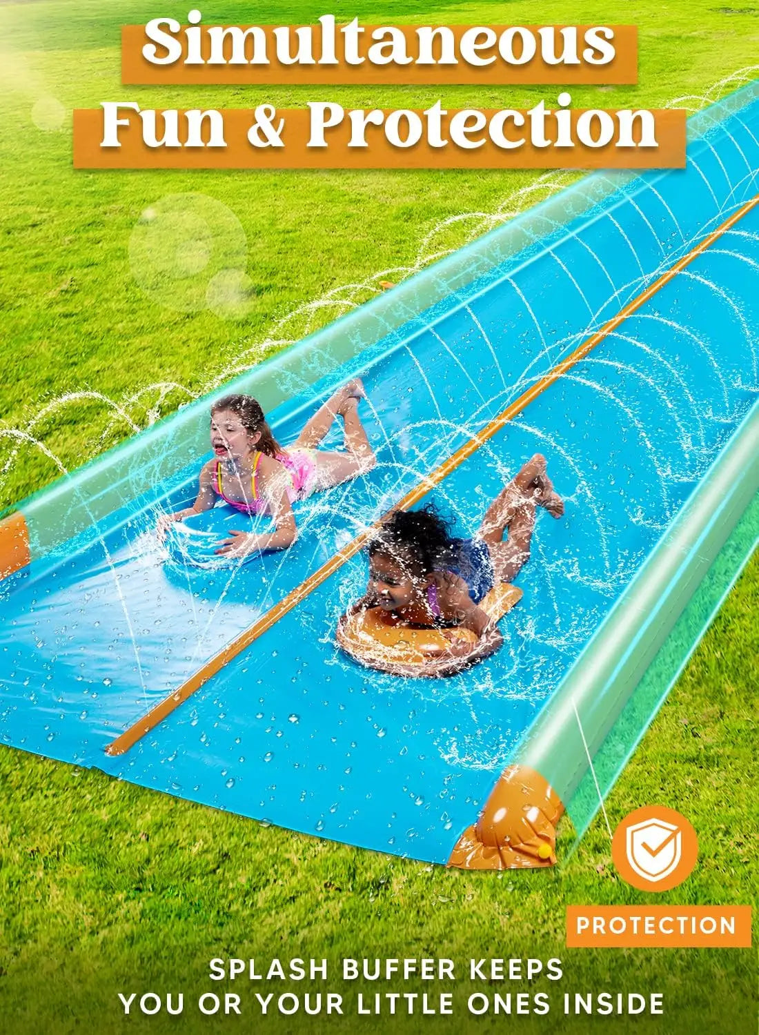 25ft x 6ft Heavy Duty Water Slide with Sprinkler and Inflatable Boards for Outdoor Summer Fun