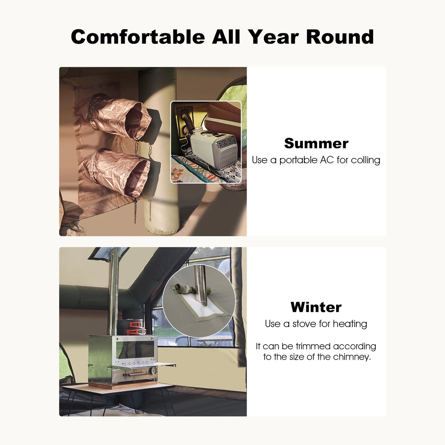 SENLEETO Waterproof Windproof Inflatable Tent For Camping Four Season Glamping