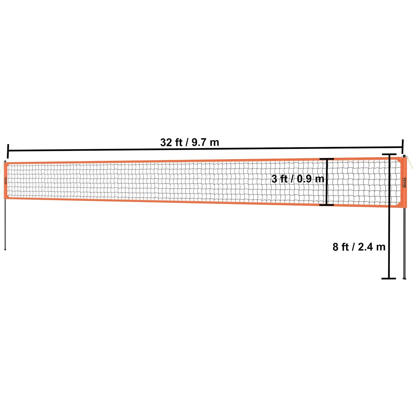 SucceBuy Outdoor Volleyball Net System Adjustable Height Steel Poles with PVC Volleyball Pump Carrying Bag for Beach Lawn