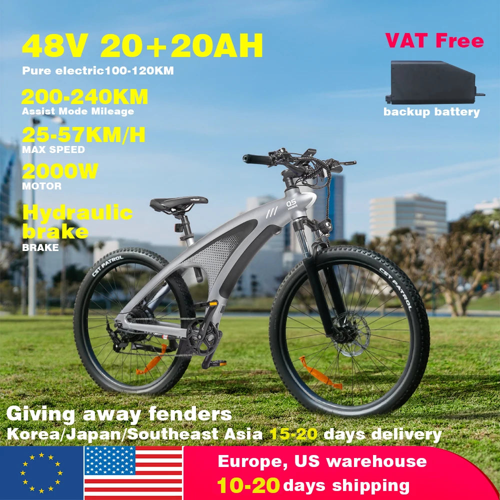 HX Q5 Ebikes 2000W Adults Electric Bike Bicycle 2000W 48V 20AH 27.5 Inch Off-Road Tire Electric E Bikes Mountain Ebike