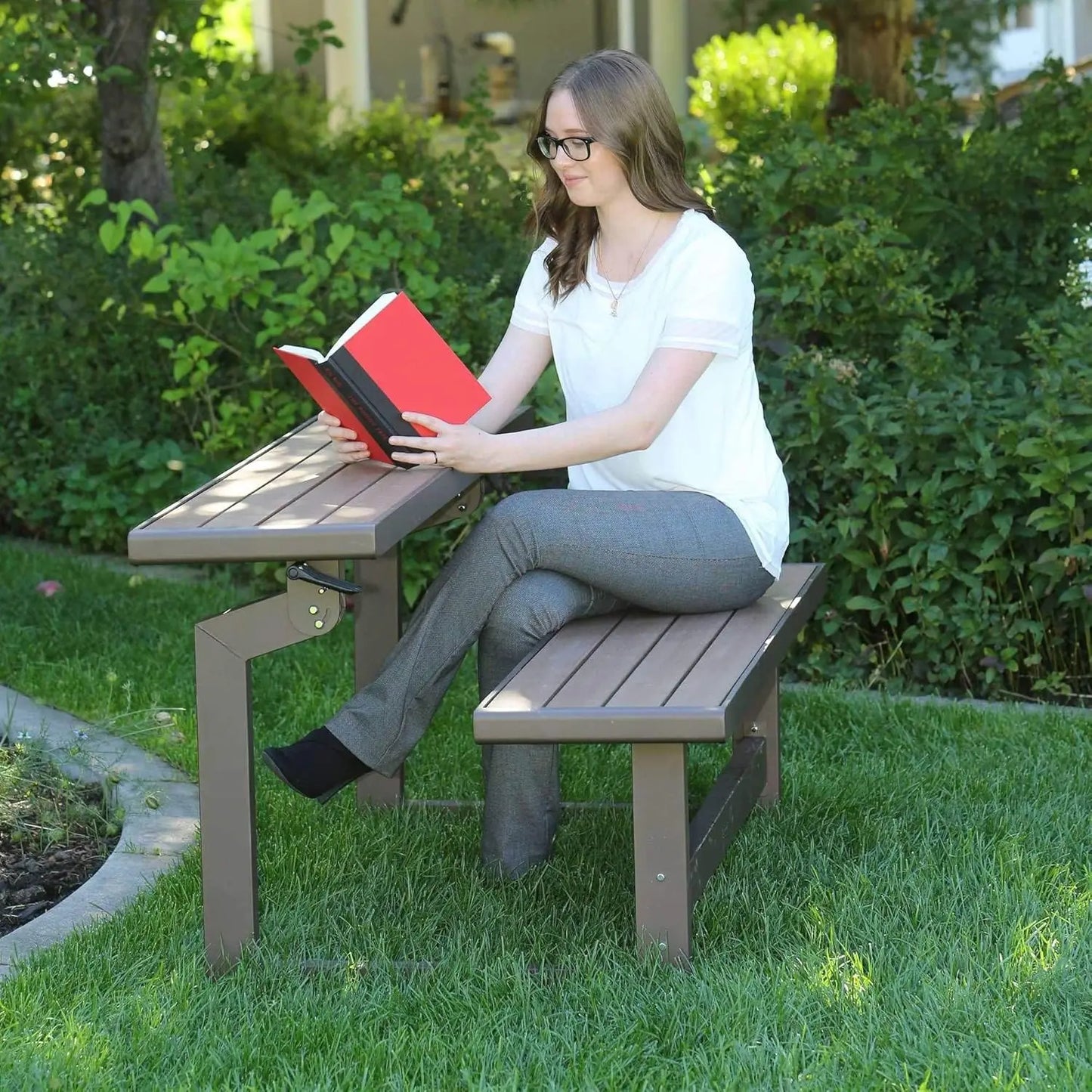 Convertible Bench Table With Faux Wood Construction
